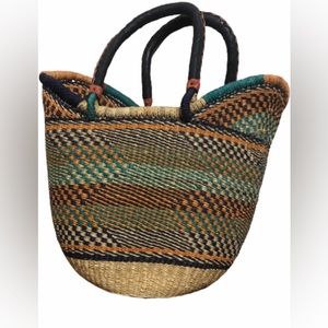 African Natural Open Wave Picnic Tote from Ghana 20”